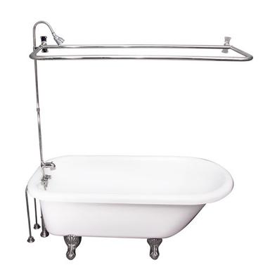 Barclay TKADTR67-WCP4 Asia 67â€³ Acrylic Roll Top Tub Kit in White - Polished Chrome Accessories