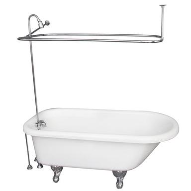 Barclay TKADTR67-WCP5 Asia 67â€³ Acrylic Roll Top Tub Kit in White - Polished Chrome Accessories