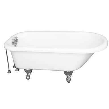 Barclay TKADTR67-WCP7 Asia 67â€³ Acrylic Roll Top Tub Kit in White - Polished Chrome Accessories