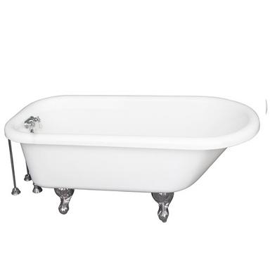 Barclay TKADTR67-WCP8 Asia 67â€³ Acrylic Roll Top Tub Kit in White - Polished Chrome Accessories