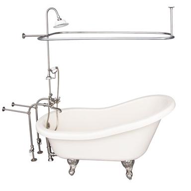 Barclay TKADTS60-BBN4 Fillmore 60â€³ Acrylic Slipper Tub Kit in Bisque - Brushed Nickel Accessories