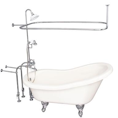Barclay TKADTS60-BCP3 Fillmore 60â€³ Acrylic Slipper Tub Kit in Bisque - Polished Chrome Accessories