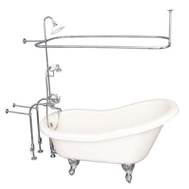 Barclay TKADTS60-BCP4 Fillmore 60â€³ Acrylic Slipper Tub Kit in Bisque - Polished Chrome Accessories
