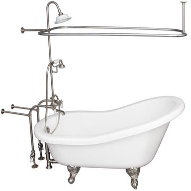 Barclay TKADTS60-WBN3 Fillmore 60â€³ Acrylic Slipper Tub Kit in White - Brushed Nickel Accessories