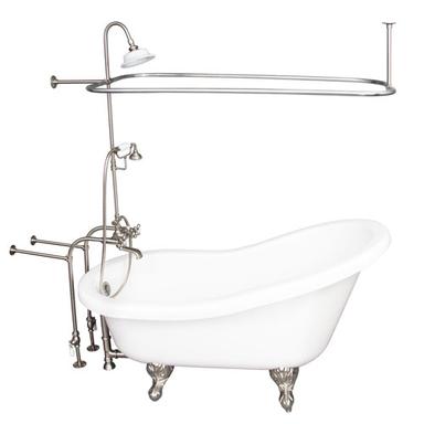Barclay TKADTS60-WBN4 Fillmore 60â€³ Acrylic Slipper Tub Kit in White - Brushed Nickel Accessories
