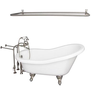 Barclay TKADTS60-WBN5 Fillmore 60â€³ Acrylic Slipper Tub Kit in White - Brushed Nickel Accessories