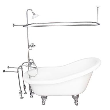 Barclay TKADTS60-WCP3 Fillmore 60â€³ Acrylic Slipper Tub Kit in White - Polished Chrome Accessories