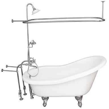 Barclay TKADTS60-WCP4 Fillmore 60â€³ Acrylic Slipper Tub Kit in White - Polished Chrome Accessories