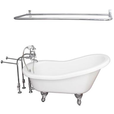 Barclay TKADTS60-WCP5 Fillmore 60â€³ Acrylic Slipper Tub Kit in White - Polished Chrome Accessories