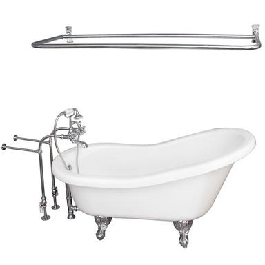 Barclay TKADTS60-WCP6 Fillmore 60â€³ Acrylic Slipper Tub Kit in White - Polished Chrome Accessories