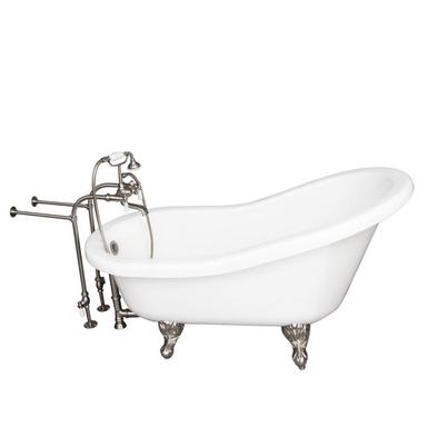 Barclay TKADTS67-WBN1 Isadora 67â€³ Acrylic Slipper Tub Kit in White - Brushed Nickel Accessories