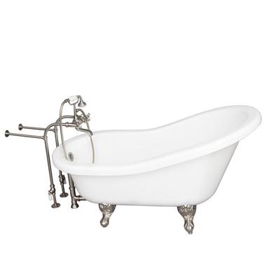 Barclay TKADTS67-WBN2 Isadora 67â€³ Acrylic Slipper Tub Kit in White - Brushed Nickel Accessories