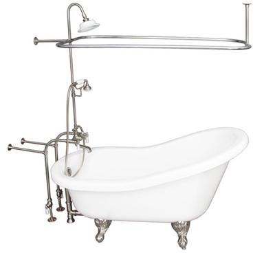 Barclay TKADTS67-WBN3 Isadora 67â€³ Acrylic Slipper Tub Kit in White - Brushed Nickel Accessories