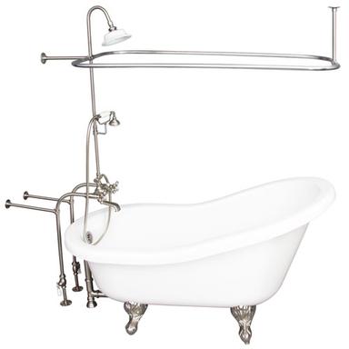 Barclay TKADTS67-WBN4 Isadora 67â€³ Acrylic Slipper Tub Kit in White - Brushed Nickel Accessories