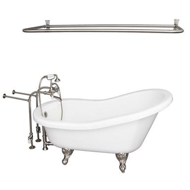 Barclay TKADTS67-WBN5 Isadora 67â€³ Acrylic Slipper Tub Kit in White - Brushed Nickel Accessories