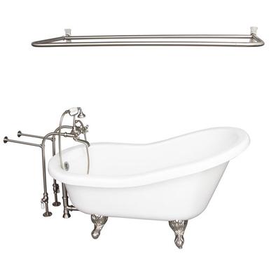 Barclay TKADTS67-WBN6 Isadora 67â€³ Acrylic Slipper Tub Kit in White - Brushed Nickel Accessories