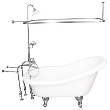 Barclay TKADTS67-WCP3 Isadora 67â€³ Acrylic Slipper Tub Kit in White - Polished Chrome Accessories