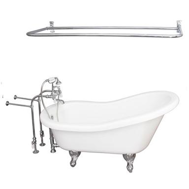 Barclay TKADTS67-WCP5 Isadora 67â€³ Acrylic Slipper Tub Kit in White - Polished Chrome Accessories