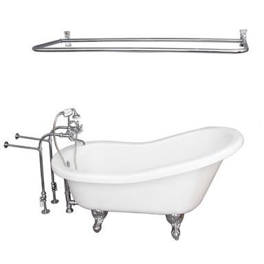 Barclay TKADTS67-WCP6 Isadora 67â€³ Acrylic Slipper Tub Kit in White - Polished Chrome Accessories