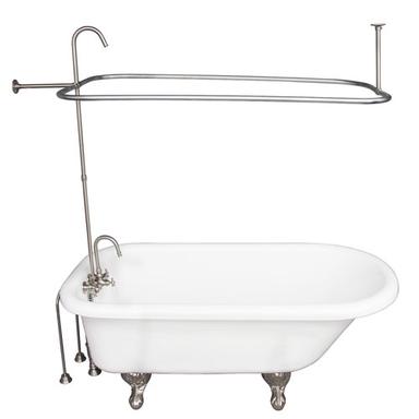 Barclay TKATR67-WBN1 Atlin 67â€³ Acrylic Roll Top Tub Kit in White - Brushed Nickel Accessories