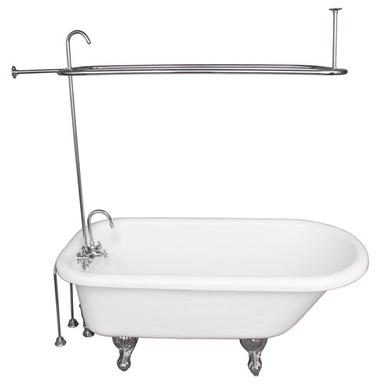 Barclay TKATR67-WCP1 Atlin 67â€³ Acrylic Roll Top Tub Kit in White - Polished Chrome Accessories