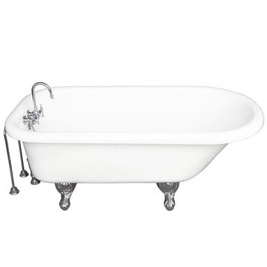 Barclay TKATR67-WCP10 Atlin 67â€³ Acrylic Roll Top Tub Kit in White - Polished Chrome Accessories