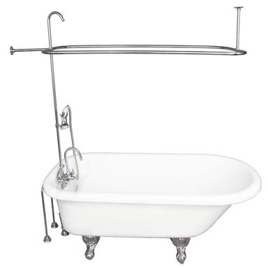Barclay TKATR67-WCP2 Atlin 67â€³ Acrylic Roll Top Tub Kit in White - Polished Chrome Accessories