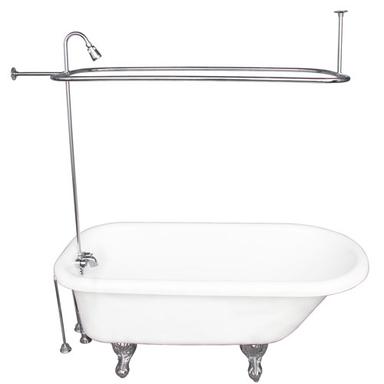 Barclay TKATR67-WCP3 Atlin 67â€³ Acrylic Roll Top Tub Kit in White - Polished Chrome Accessories