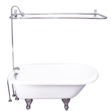 Barclay TKATR67-WCP4 Atlin 67â€³ Acrylic Roll Top Tub Kit in White - Polished Chrome Accessories