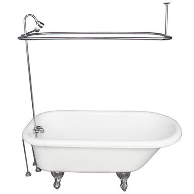 Barclay TKATR67-WCP5 Atlin 67â€³ Acrylic Roll Top Tub Kit in White - Polished Chrome Accessories