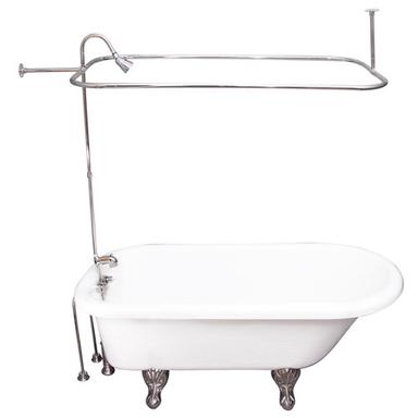 Barclay TKATR67-WCP6 Atlin 67â€³ Acrylic Roll Top Tub Kit in White - Polished Chrome Accessories