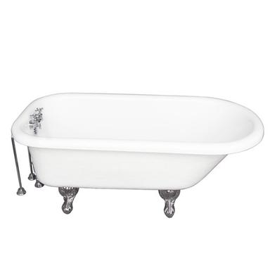 Barclay TKATR67-WCP7 Atlin 67â€³ Acrylic Roll Top Tub Kit in White - Polished Chrome Accessories