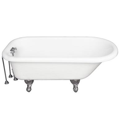 Barclay TKATR67-WCP8 Atlin 67â€³ Acrylic Roll Top Tub Kit in White - Polished Chrome Accessories