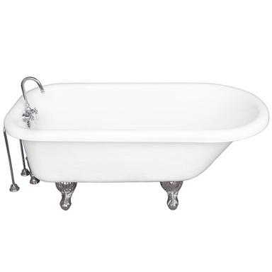 Barclay TKATR67-WCP9 Atlin 67â€³ Acrylic Roll Top Tub Kit in White - Polished Chrome Accessories