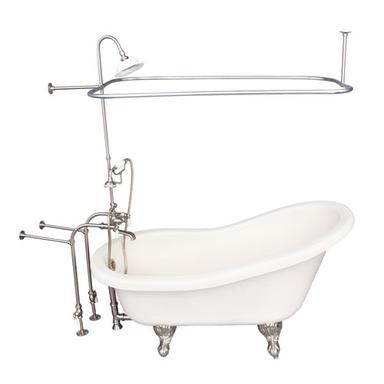 Barclay TKATS60-BBN3 Estelle 60â€³ Acrylic Slipper Tub Kit in Bisque - Brushed Nickel Accessories