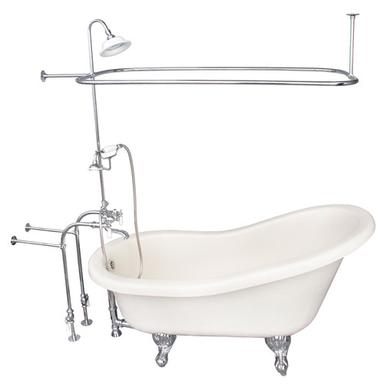 Barclay TKATS60-BCP3 Estelle 60â€³ Acrylic Slipper Tub Kit in Bisque - Polished Chrome Accessories