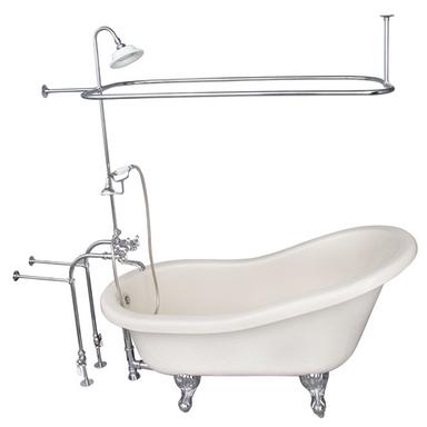 Barclay TKATS60-BCP4 Estelle 60â€³ Acrylic Slipper Tub Kit in Bisque - Polished Chrome Accessories