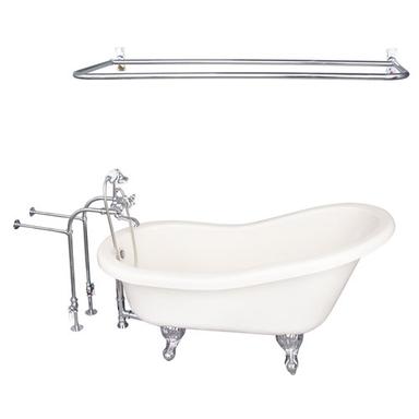 Barclay TKATS60-BCP6 Estelle 60â€³ Acrylic Slipper Tub Kit in Bisque - Polished Chrome Accessories