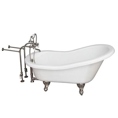 Barclay TKATS60-WBN1 Estelle 60â€³ Acrylic Slipper Tub Kit in White - Brushed Nickel Accessories - Click Image to Close