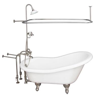 Barclay TKATS60-WBN3 Estelle 60â€³ Acrylic Slipper Tub Kit in White - Brushed Nickel Accessories