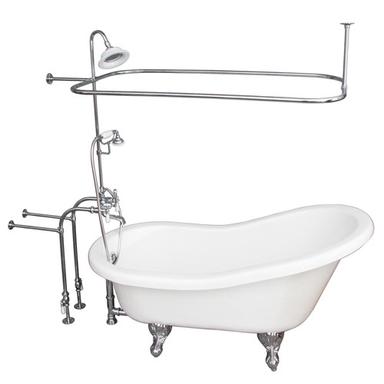 Barclay TKATS60-WCP3 Estelle 60â€³ Acrylic Slipper Tub Kit in White - Polished Chrome Accessories