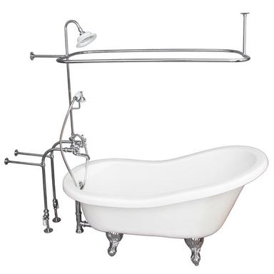 Barclay TKATS60-WCP4 Estelle 60â€³ Acrylic Slipper Tub Kit in White - Polished Chrome Accessories