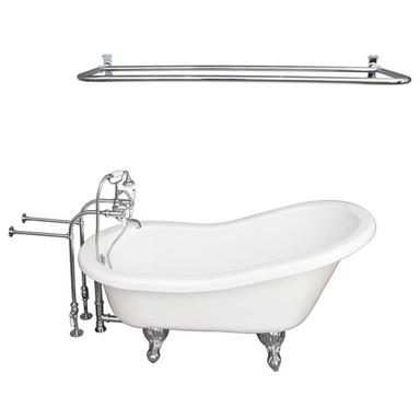 Barclay TKATS60-WCP5 Estelle 60â€³ Acrylic Slipper Tub Kit in White - Polished Chrome Accessories