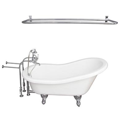 Barclay TKATS60-WCP6 Estelle 60â€³ Acrylic Slipper Tub Kit in White - Polished Chrome Accessories