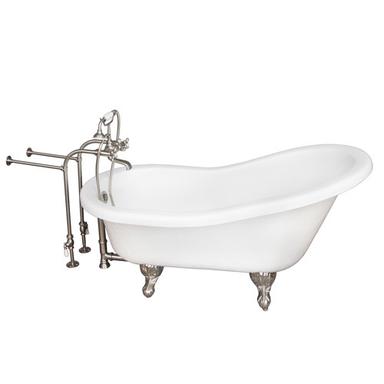 Barclay TKATS67-WBN2 Imogene 67â€³ Acrylic Slipper Tub Kit in White - Brushed Nickel Accessories