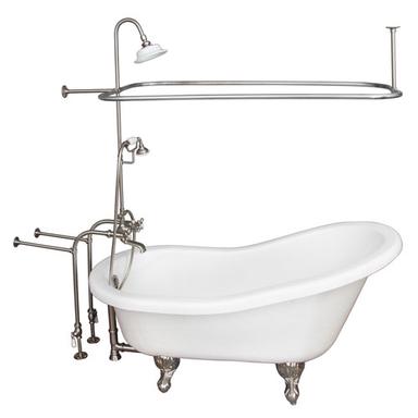 Barclay TKATS67-WBN4 Imogene 67â€³ Acrylic Slipper Tub Kit in White - Brushed Nickel Accessories