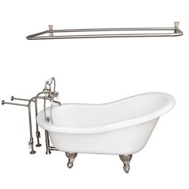 Barclay TKATS67-WBN5 Imogene 67â€³ Acrylic Slipper Tub Kit in White - Brushed Nickel Accessories