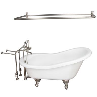 Barclay TKATS67-WBN6 Imogene 67â€³ Acrylic Slipper Tub Kit in White - Brushed Nickel Accessories