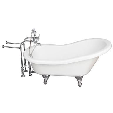 Barclay TKATS67-WCP2 Imogene 67â€³ Acrylic Slipper Tub Kit in White - Polished Chrome Accessories