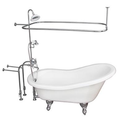 Barclay TKATS67-WCP3 Imogene 67â€³ Acrylic Slipper Tub Kit in White - Polished Chrome Accessories